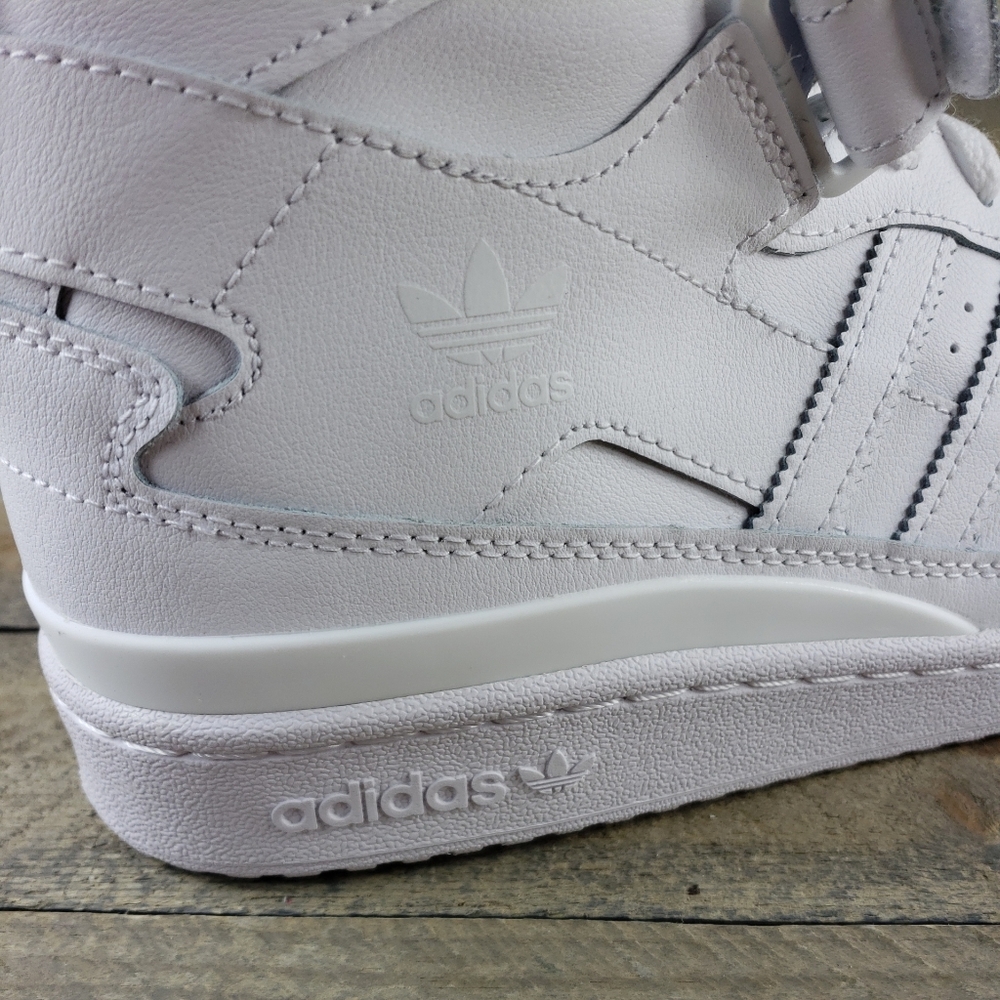 adidas Men's Forum Mid Leather upper Shoes Sneakers White - Picture 8 of 11
